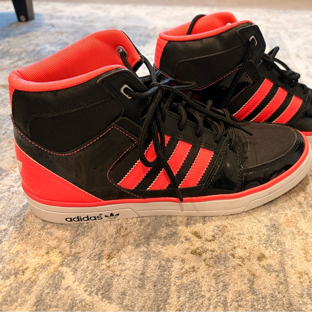 adidas Black and Red High-Top Sneakers